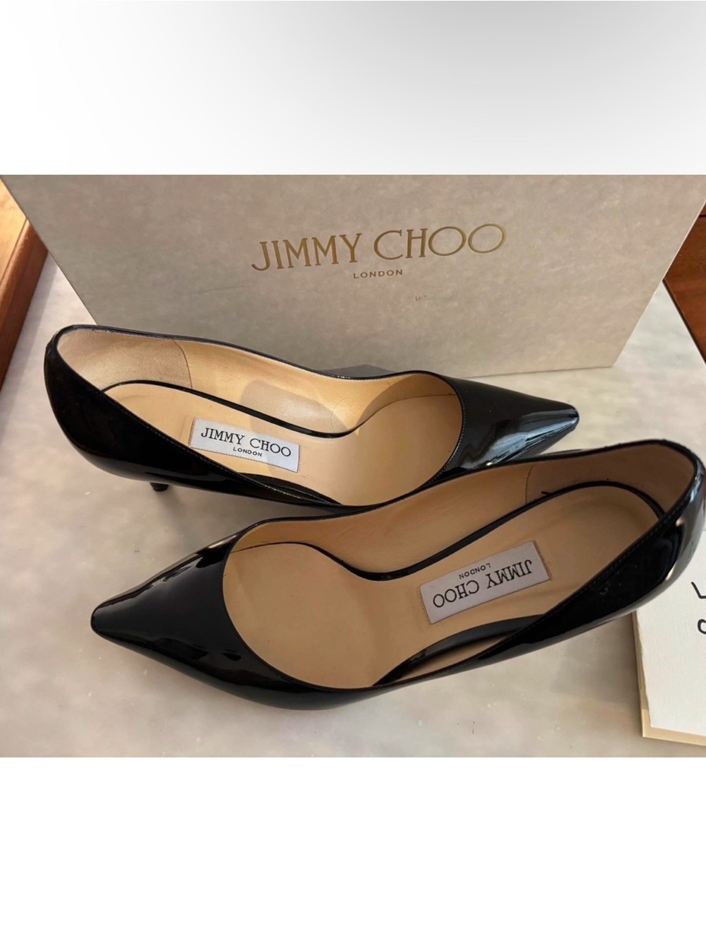 Jimmy Choo Romy 60 Black Patent Leather Pointed Toe Pumps - Size 40